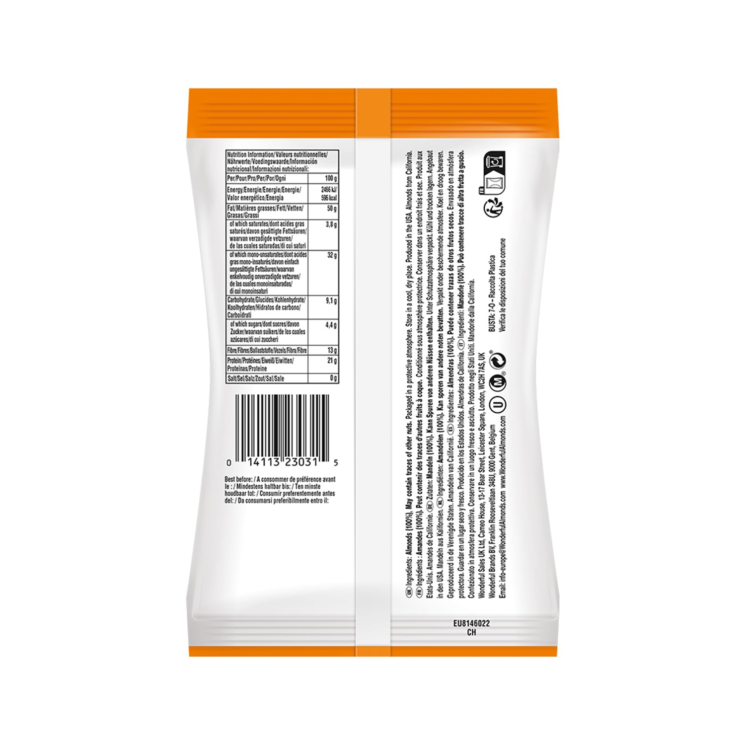 Wonderful Almonds - Amandes nature 8 x 140g