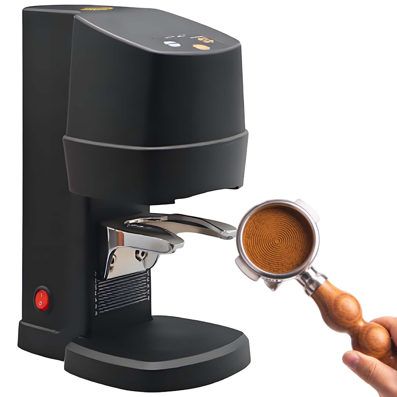 vnmudzeo Stainless Steel Coffee Tamper,One-Click Cleaning,58 mm Desktop Coffee P0wder Leveler Chargeable,10 to 30 kg Adjustment,ThreadedBlack