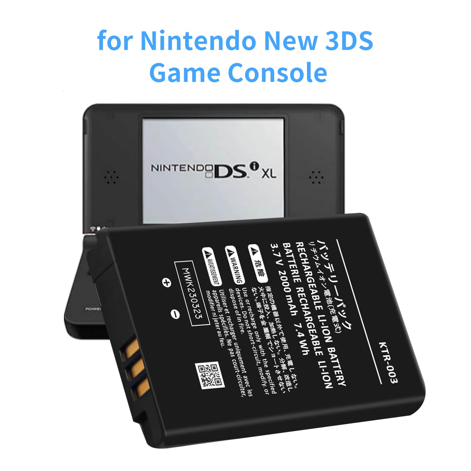 3DS New 3DS KTR-003 Batterie de rechange 2000 mAh pour New Nintendo 3DS N3DS avec tournevis