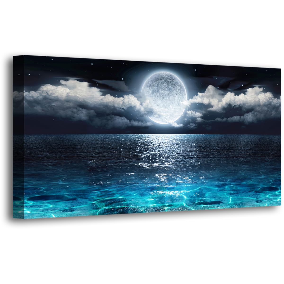 Wall Art Moon Sea Ocean Landscape Picture Canvas Wall Art Print Paintings Modern Artwork for Living Room Wall