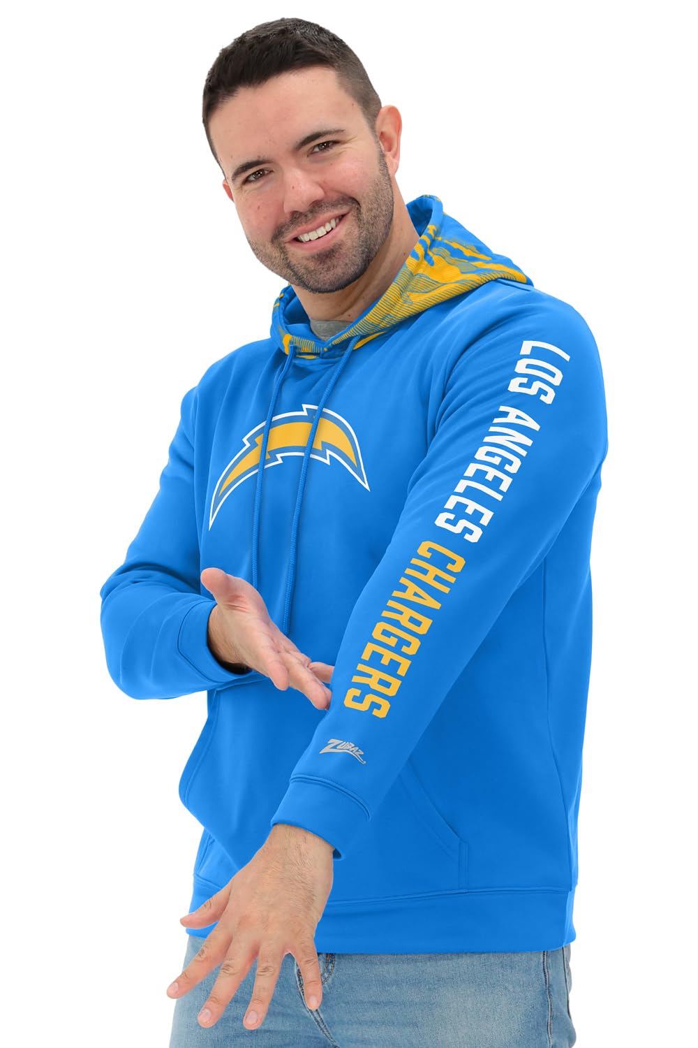 Zubaz NFL Football Men's Solid Team Hoodie with Camo Lined Hood and Sleeve Graphic — view 96