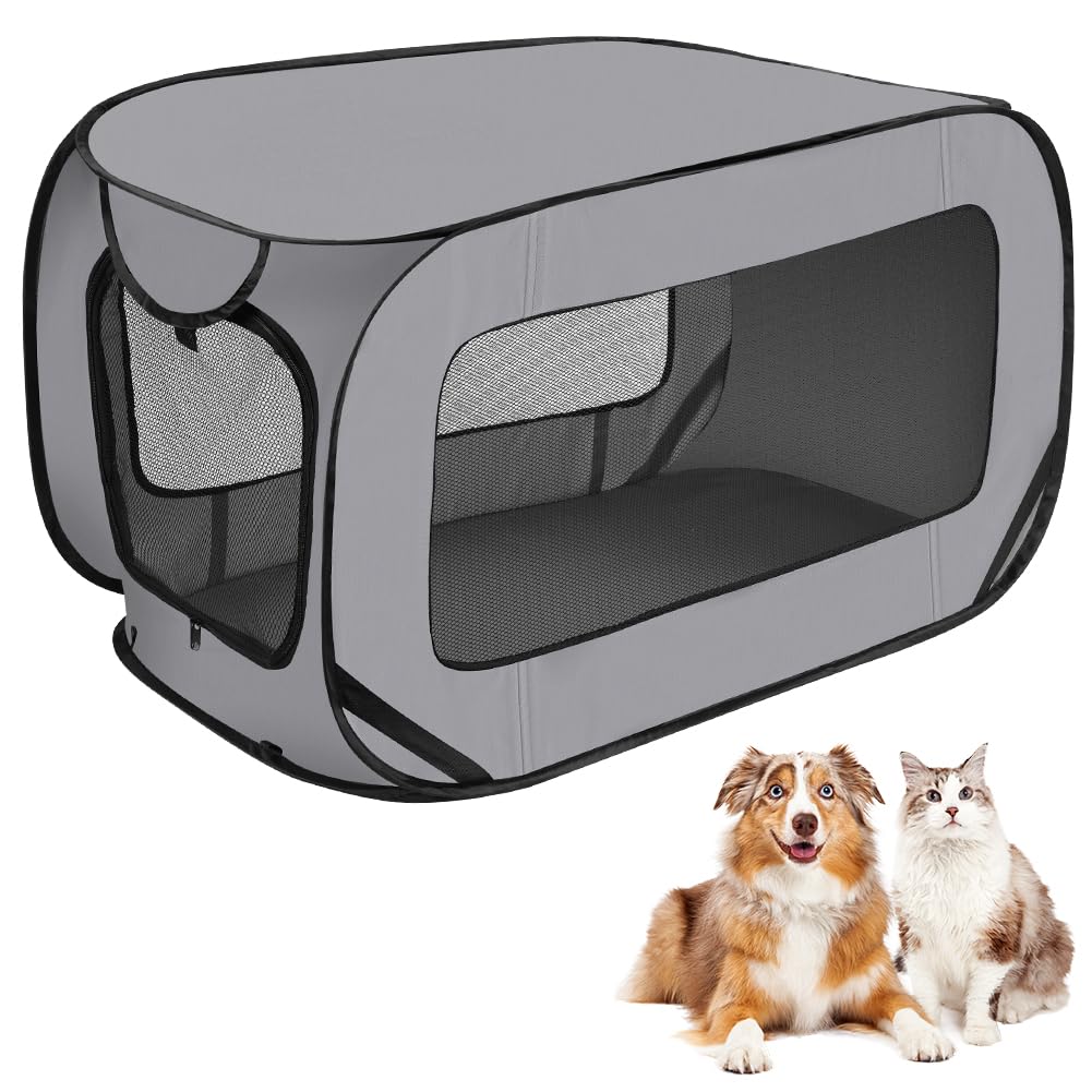 Aomig Cage Pliable pour Chien et Cha, Cage de Transport en Tissu Oxford, Parc Pliable, Cage de Voiture Portative pour Chien Chat, Parc pour Animal pour Intérieur, Extérieur, Voyage en Plein Air