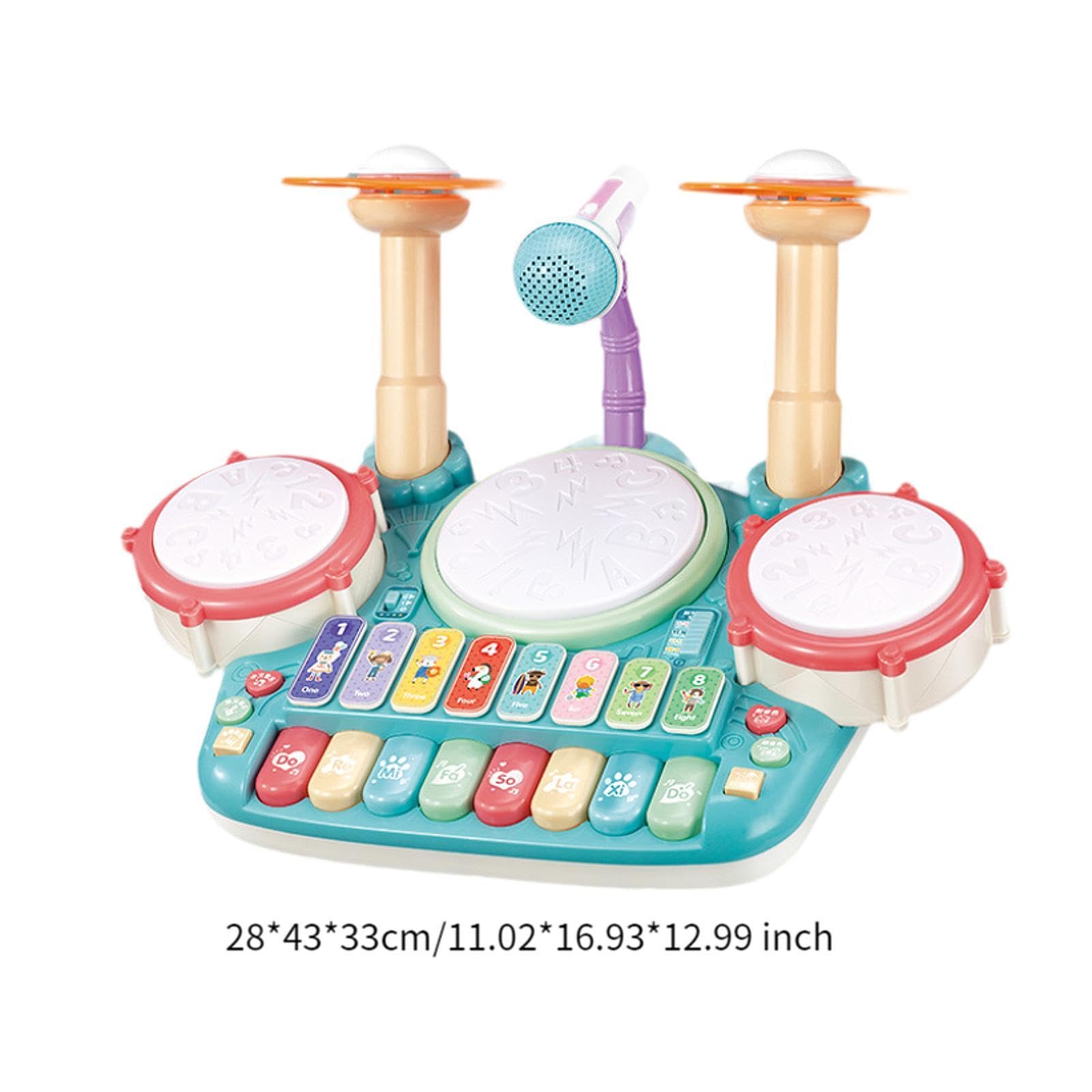 Batteria Giocattolo per Bambini, Strumento Musicale per Imparare a Suonare, Set di Batteria per Principianti, Idea Regalo per Bambini E Neonati, Blu