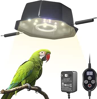 GlowUp 10W Bird Cage Light, Full Spectrum LED with UVB, Dimmable, Octagonal Fixture