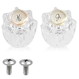 2PCS Clear Acrylic Faucet Handles Knobs Replacement Kit,Bathtub Sink Faucet Rebuild Trim Set Compatible with Delta Delex Peerless Faucets,Includes Screws