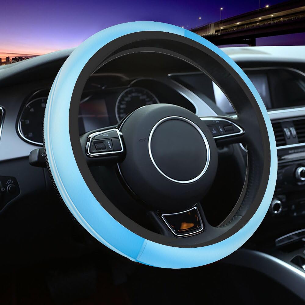 NOMEDOGYIm Light Blue Sky Car Steering Wheel Cover White and Blue Steering Wheel Cover Car Decor Suitable for Most Vehicles Including Trucks and SUV
