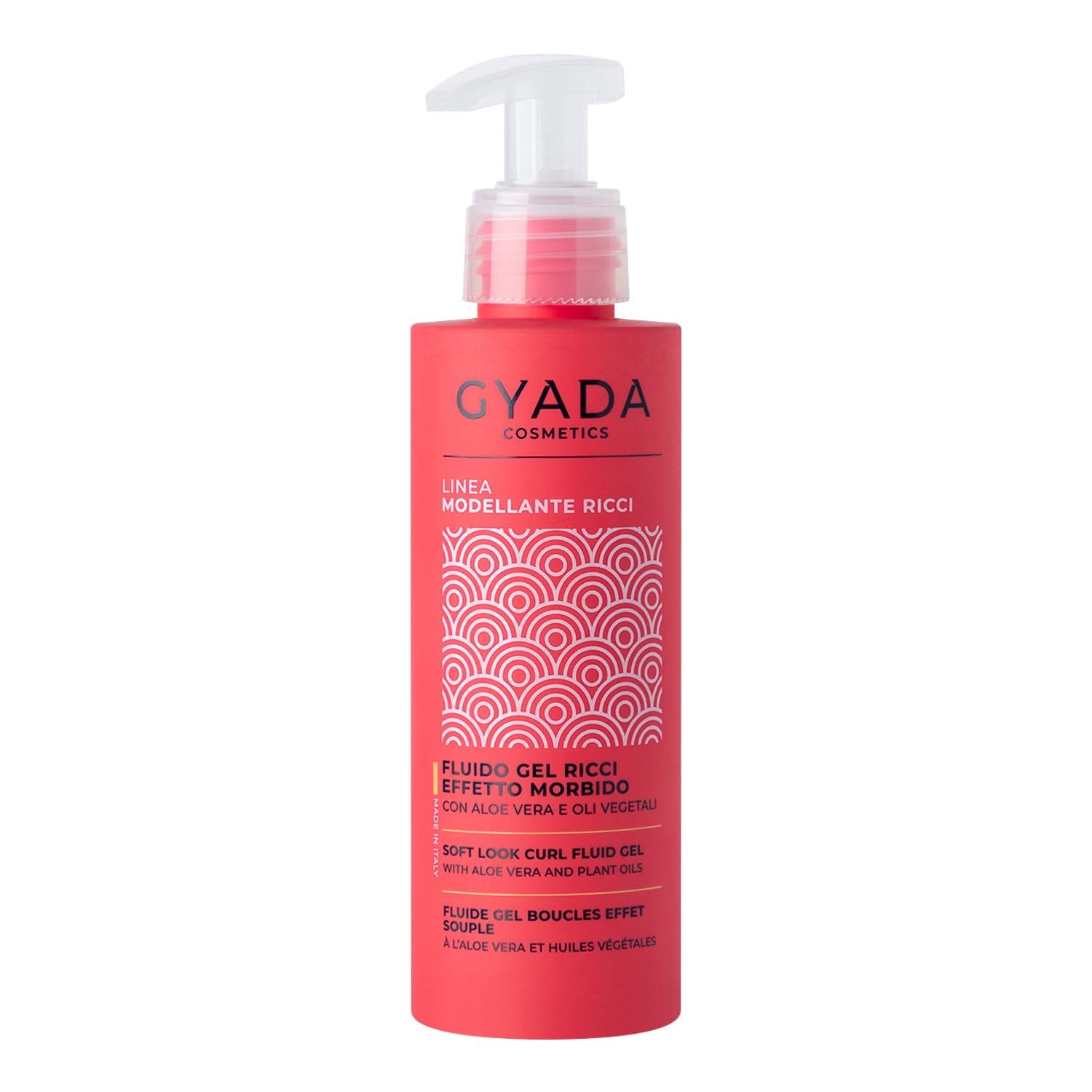 GYADA COSMETICS Fluido Gel Modellante per Capelli Ricci e Mossi, Effetto Morbido, 98% Ingredienti Naturali, ad Azione Disciplinante e Anticrespo, con Aloe Vera e Oli di Argan, Cocco e Lino, 150 ml