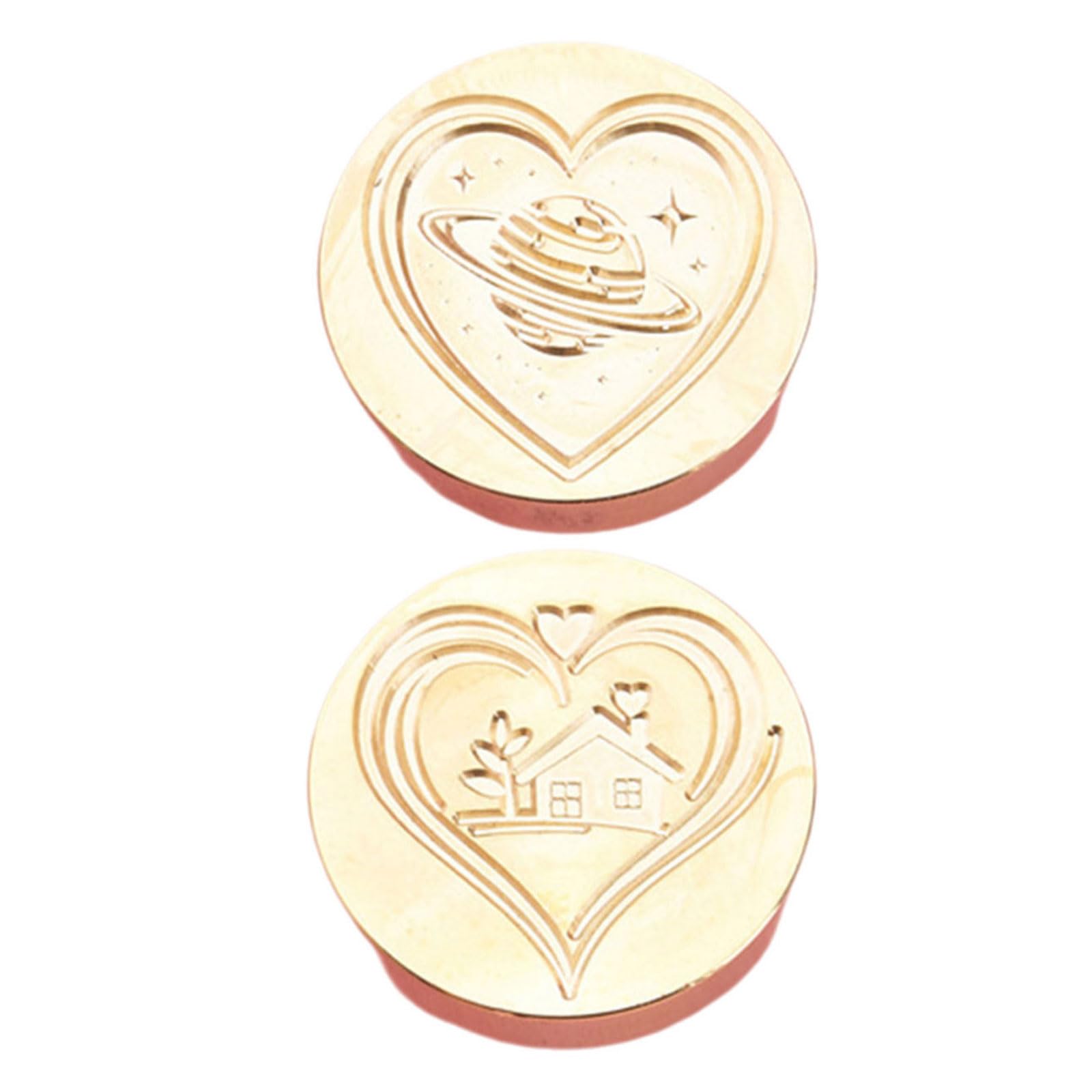 Hsioluted 2Pcs Wedding Sealing Stamp Head for Wedding Invitations Envelope Scrapbooking, Embossed Sealing Stamp Replacements Card Embellishments