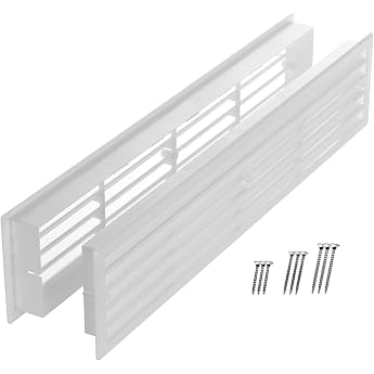 450 x 92 mm Door Ventilation Grille - White Ventilation Grille Door - Double-Sided Door Grille with Screws - Plastic Ventilation Grille - Ventilation Grille Exhaust Grille