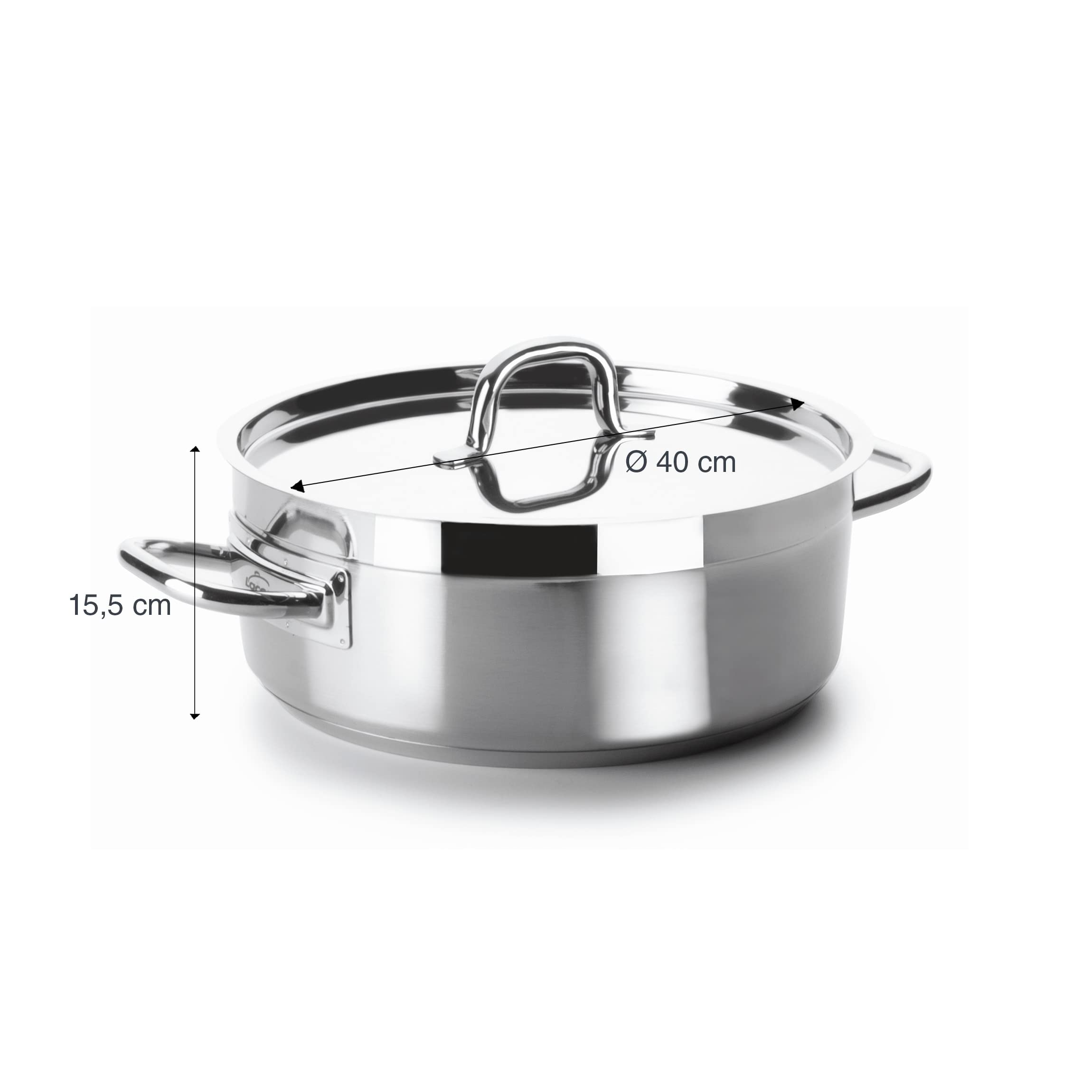 Lacor 54040 - Gratin en acier inoxydable Chef Luxe 40 cm avec couvercle | Fabriqué en acier inoxydable de qualité alimentaire; haute résistance à la corrosion et usure quotidienne