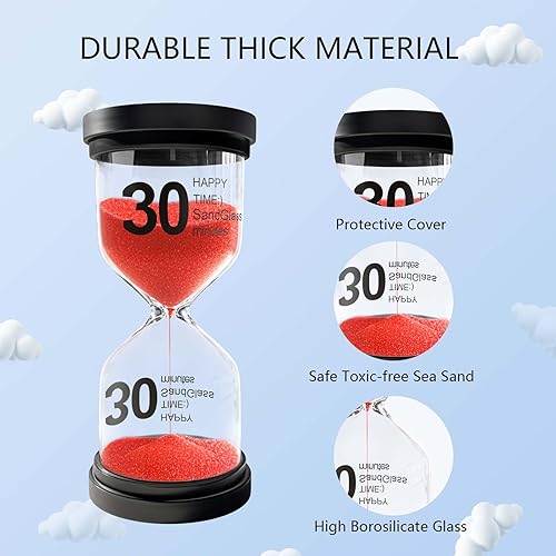 Miniatura 6 de Temporizador de arena de 1 minuto, reloj de arena de plástico para niños, reloj de arena irrompible acrílico, pequeño reloj de arena de 1 minuto