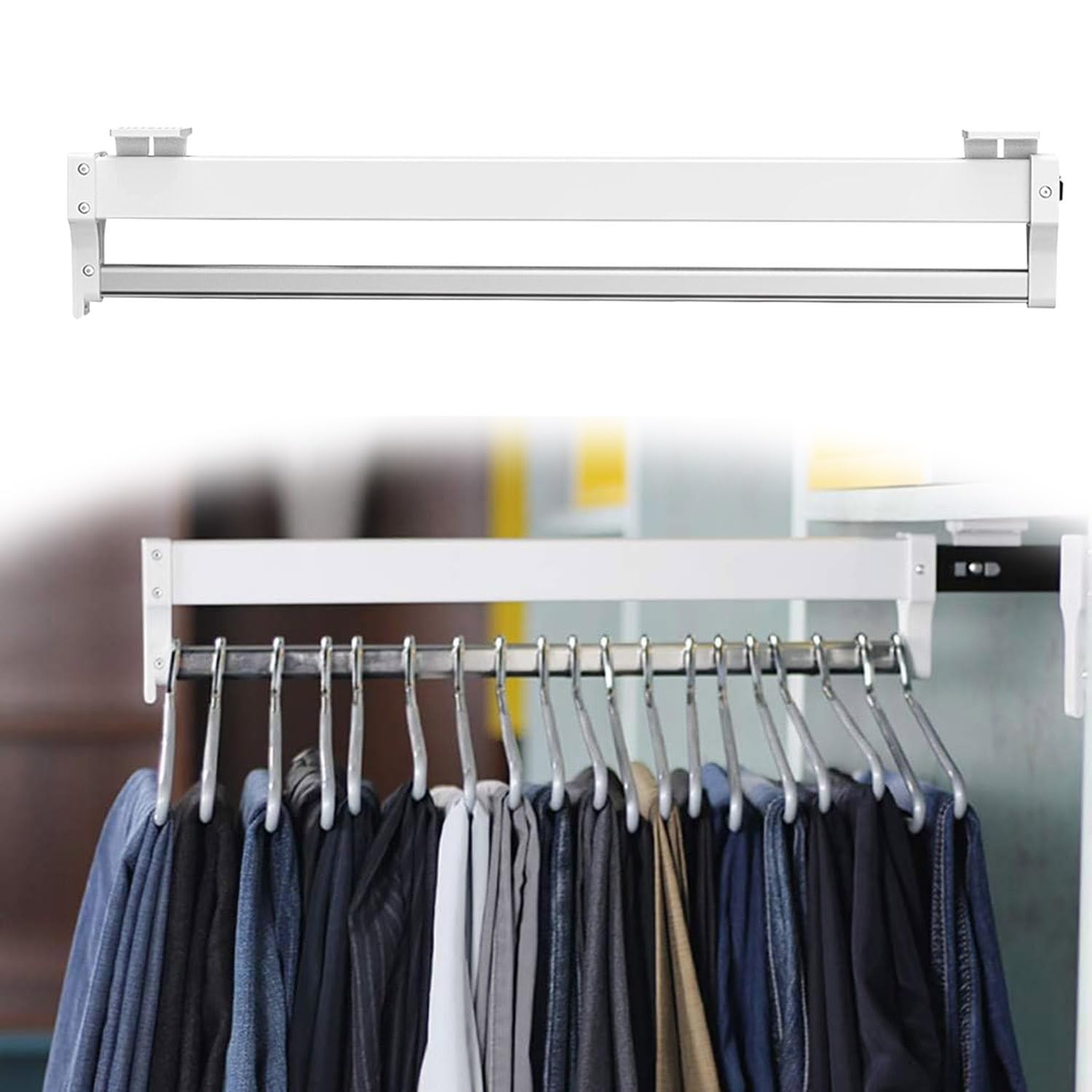 Barra de armario extensible para solucionar la falta de espacio en muebles profundos