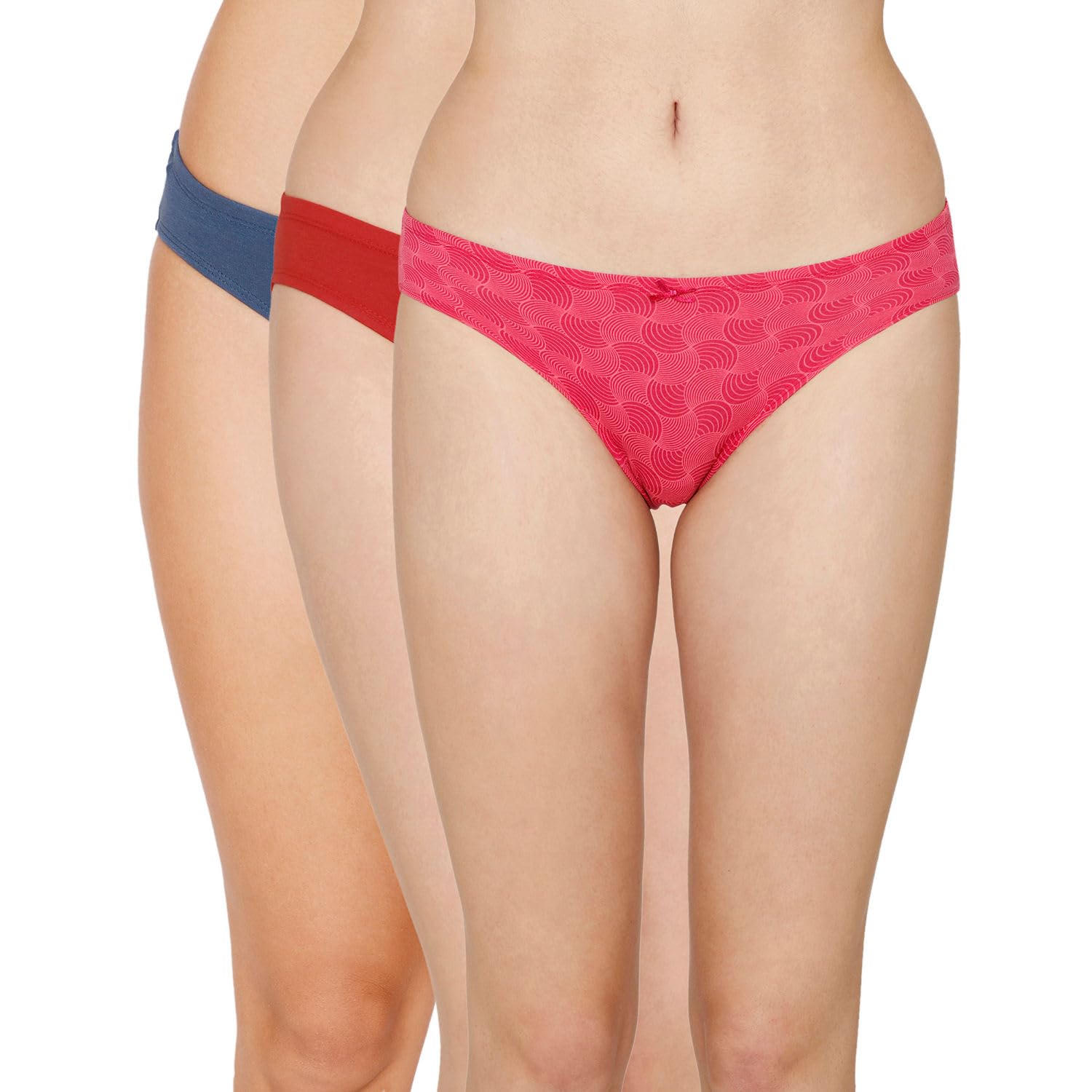 ZivameAnti-Microbial Low Rise Full Coverage Bikini Panty (Pack of 3) for Women - Assorted