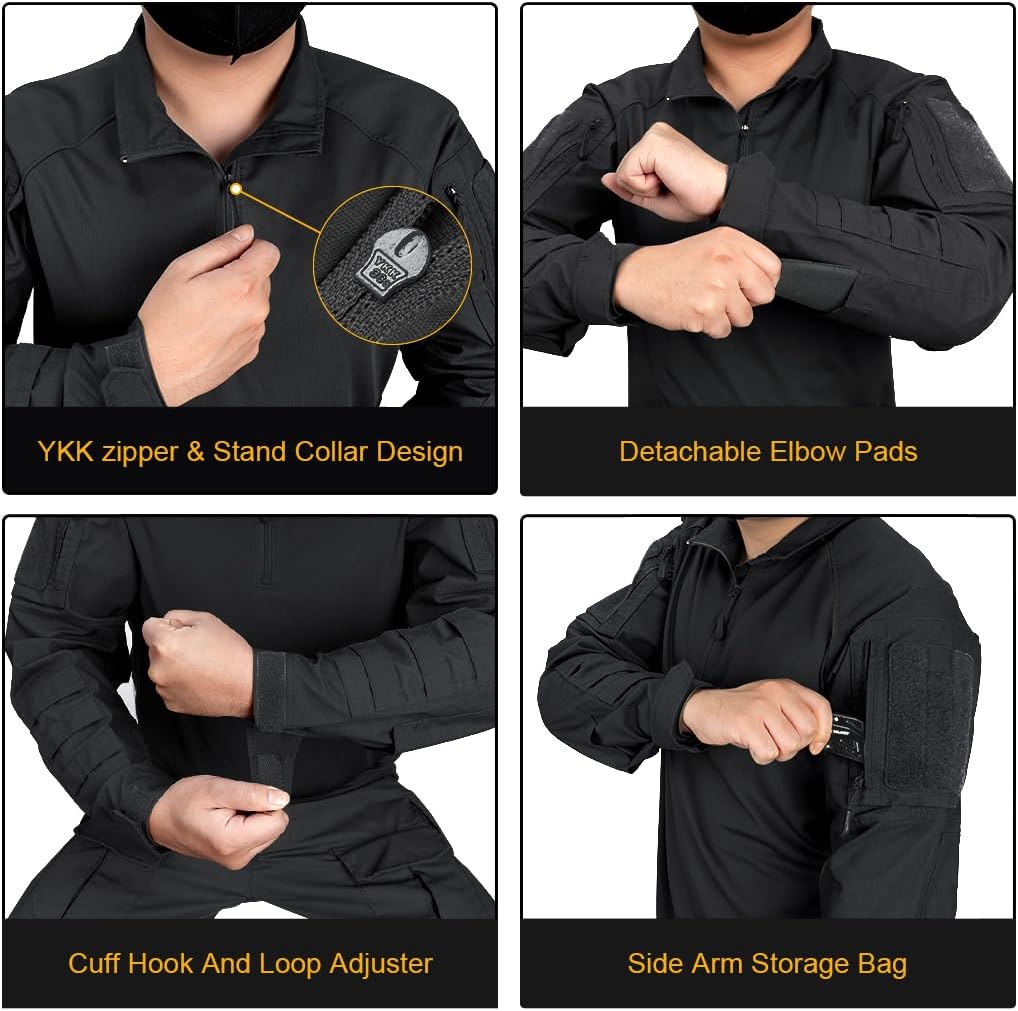 IDOGEAR Men’s Combat Shirts Tactical Long Sleeve Shirt with Elbow Pads Military BDU Shirts with Pockets Airsoft Clothing - Image 4