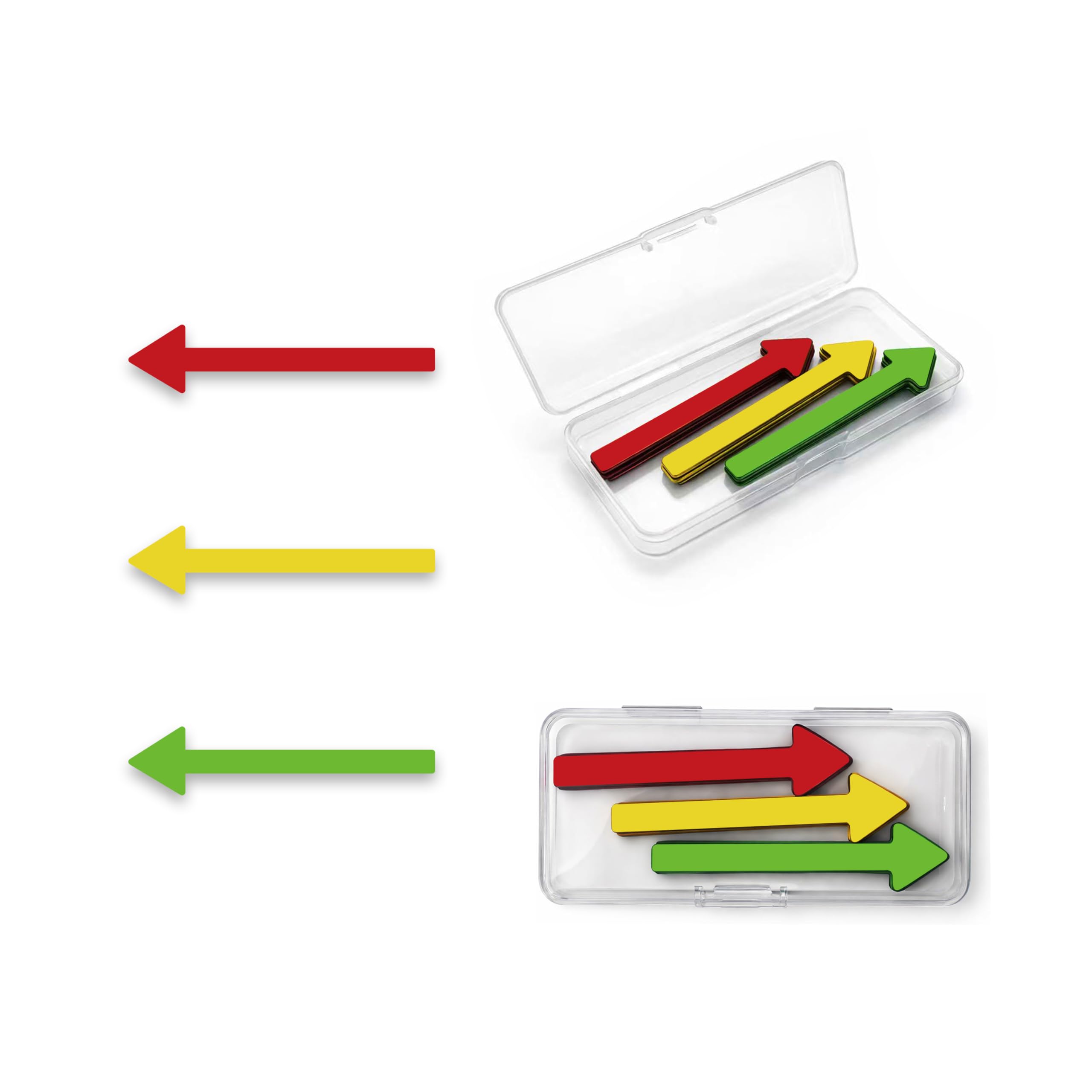 FloraVigo Magnetic Arrows - Pack of 18 Coloured Marker Arrows in Red, Yellow and Green - for Presentations, Office & Household