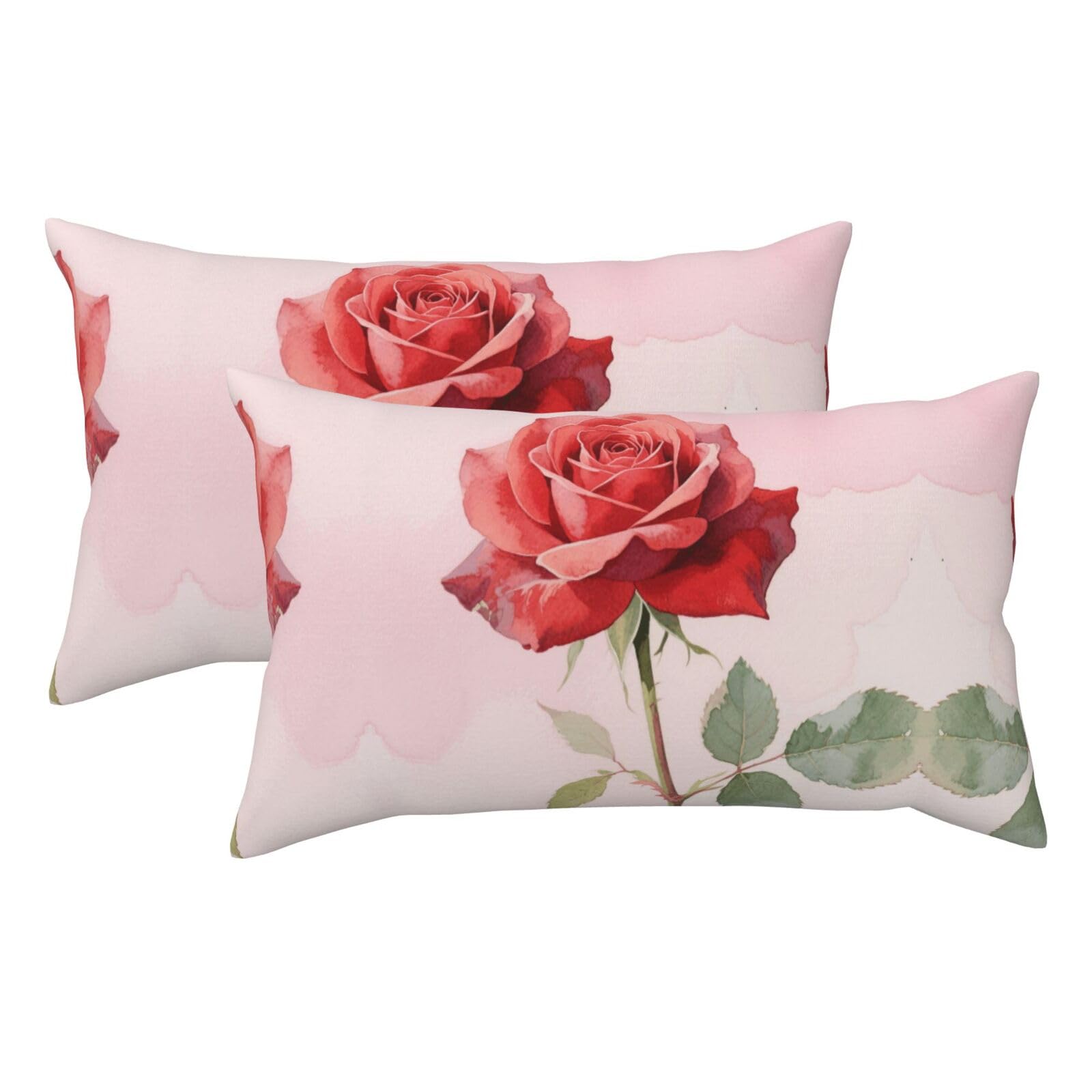 Watercolor Roses Luxury King Pillowcases Set of 2, Plush Velvet Feel Pillow Covers with Hidden Zipper, Skin & Hair Friendly, 20x36 Inches Pillow Cases for Sleeping Gift