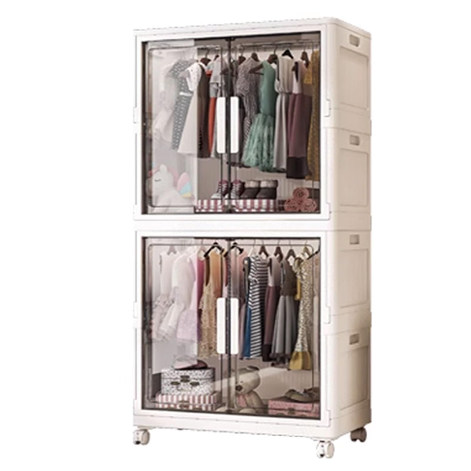 Klappkleiderschrank, Faltbarer Kleiderschrank mit Rollen und Magnettüren, aus PP-Material(70 * 38 * 136cm)