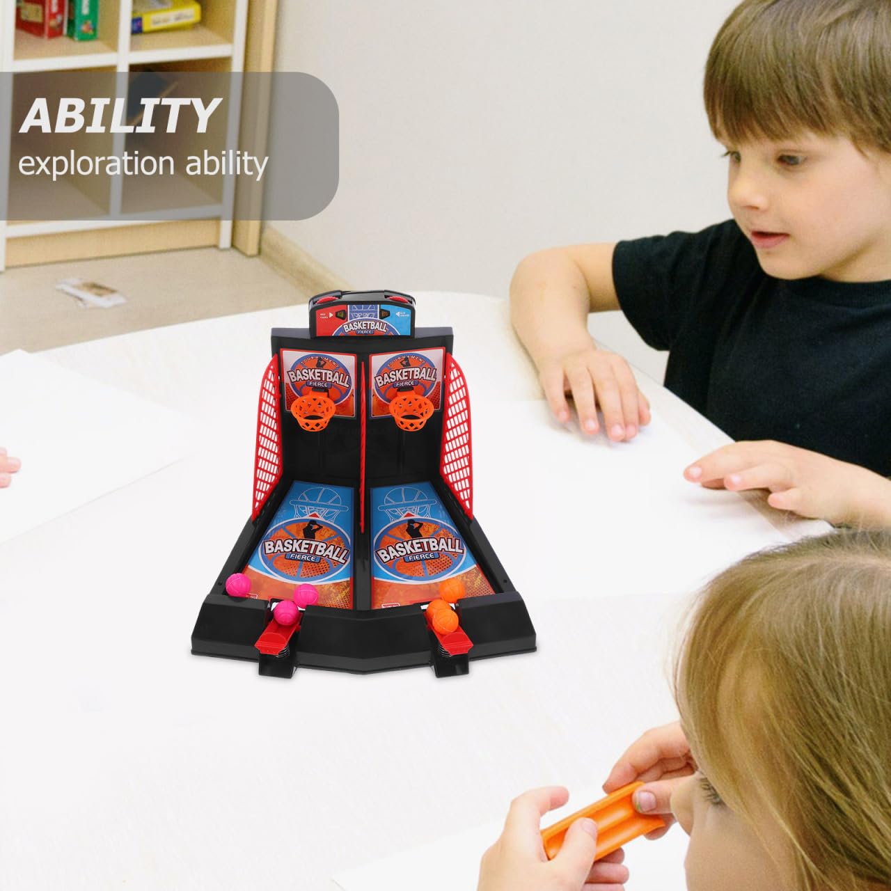 BESTonZON Jeu de Basket de Table pour Enfants, Basketball à Doigts Double Joueur, Tir Arcade de Bureau Portable et Éducatif, Améliore Agilité Coordination Main-Oeil Cadeau Anniversaire Sport