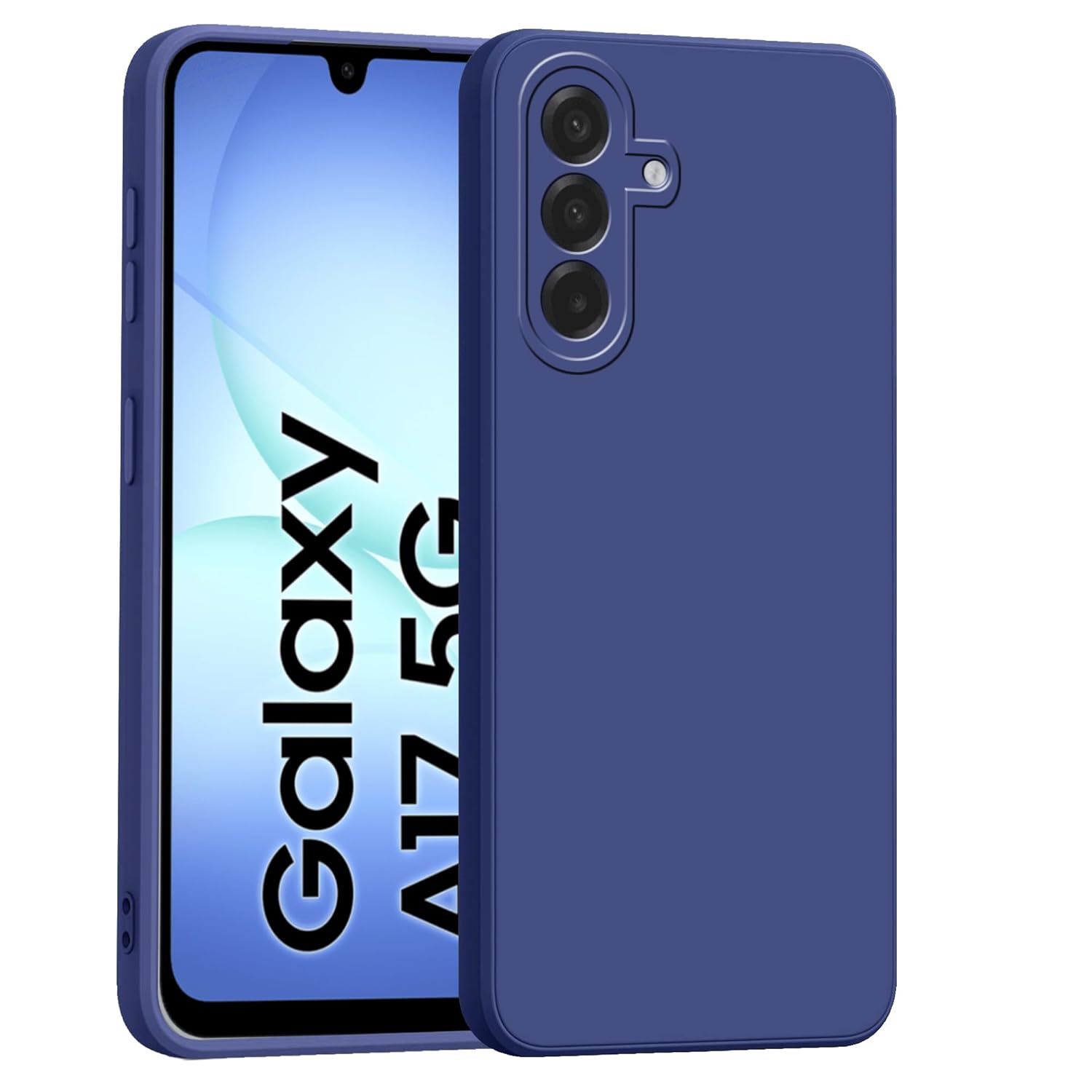 amazon basics Back Cover for Samsung Galaxy A17 5G | Ultra Slim Soft Rubberised Case | Matte Silicone Flexible Mobile Case | Camera Protection – Blue