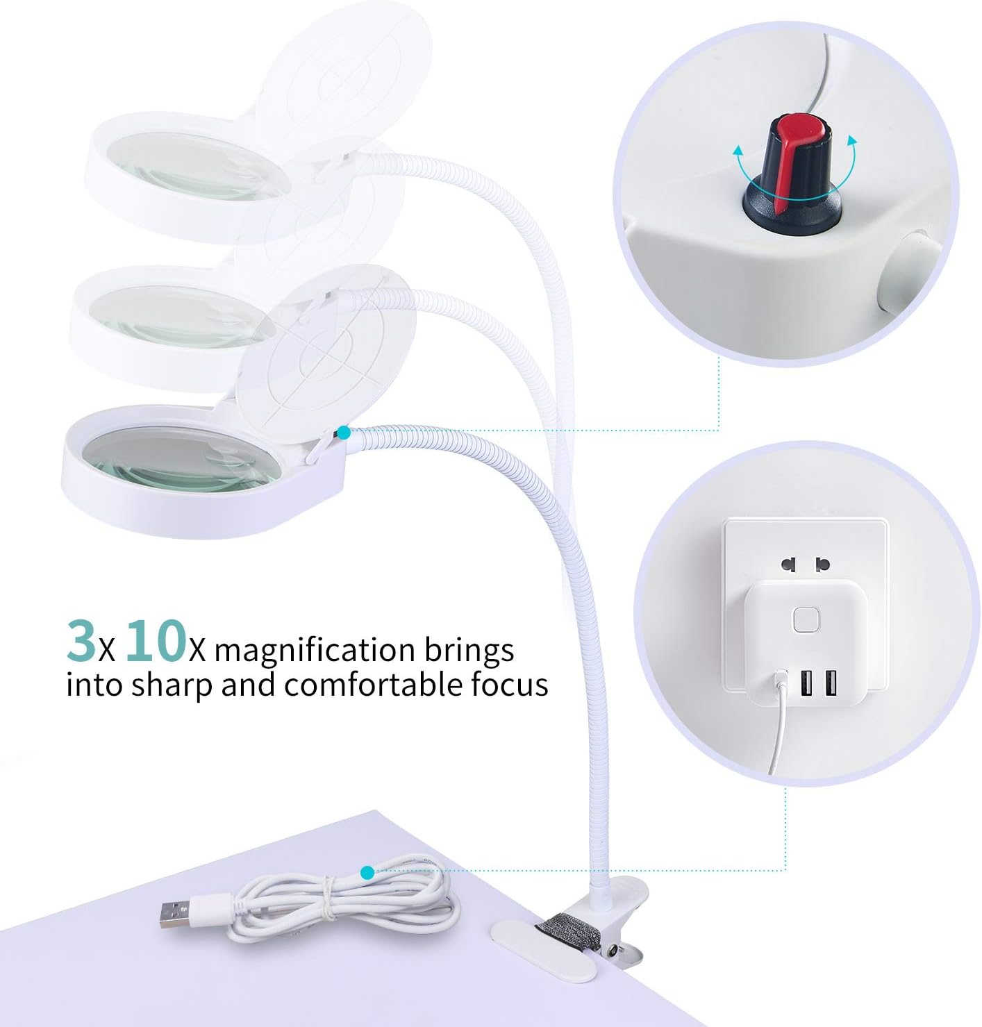 Blасk Frіdау - 50% оƒƒ Holulo Magnifying Glass Lamp with Clamp,3X 10X LED 1064Lumens Desktop Clamp Lamp Magnifier,Daylight Adjustable Clip-on Flexible Craft Lamp for Reading, Hobbies,Low Vision,Task Crafts or Workbench Crаzу Dеаlѕ Holulo Magnifying Glass Lamp with Clamp,3X 10X LED 1064Lumens Desktop Clamp Lamp Magnifier,Daylight Adjustable Clip-on Flexible Craft Lamp for Reading, Hobbies,Low Vision,Task Crafts or Workbench