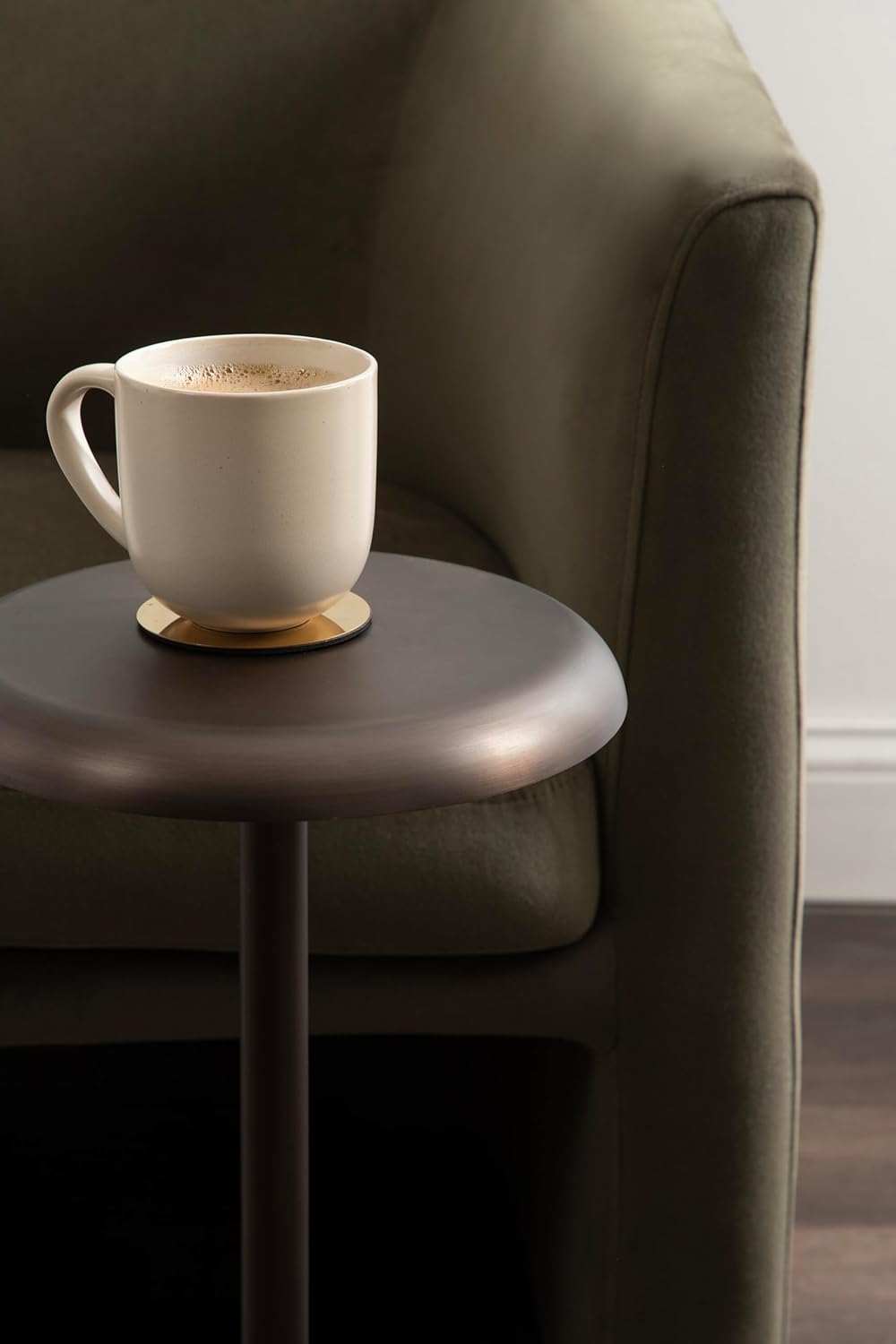 Kate and Laurel Morizet Modern Round Drink Table, 10 x 10 x 22, Bronze, Transitional Metal Martini Table with Pedestal Design for Use as Small Indoor Plant Stand or Living Room Accent