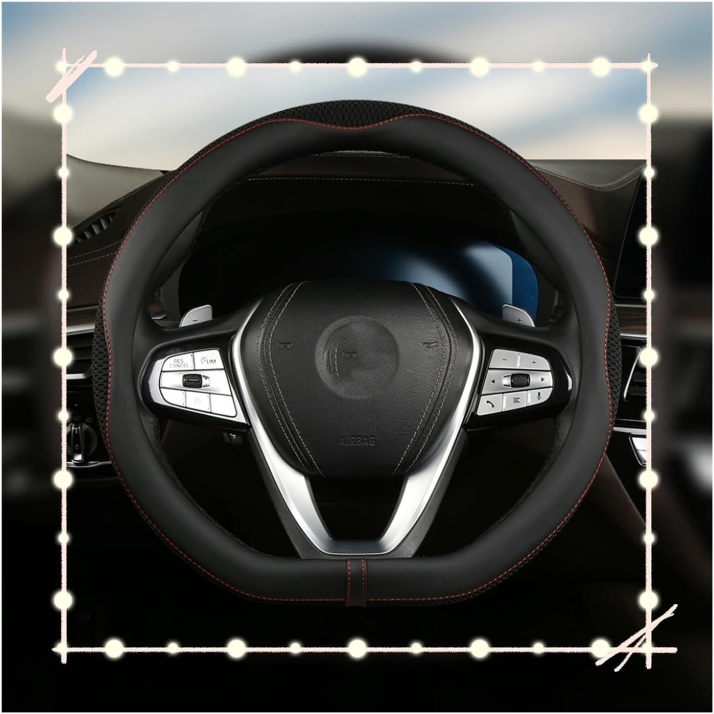 Car Steering Wheel Cover for D Type Car Steering Wheel Cover Ice Silk Car Decorations Fashionable and Beautiful (Color : 5#)