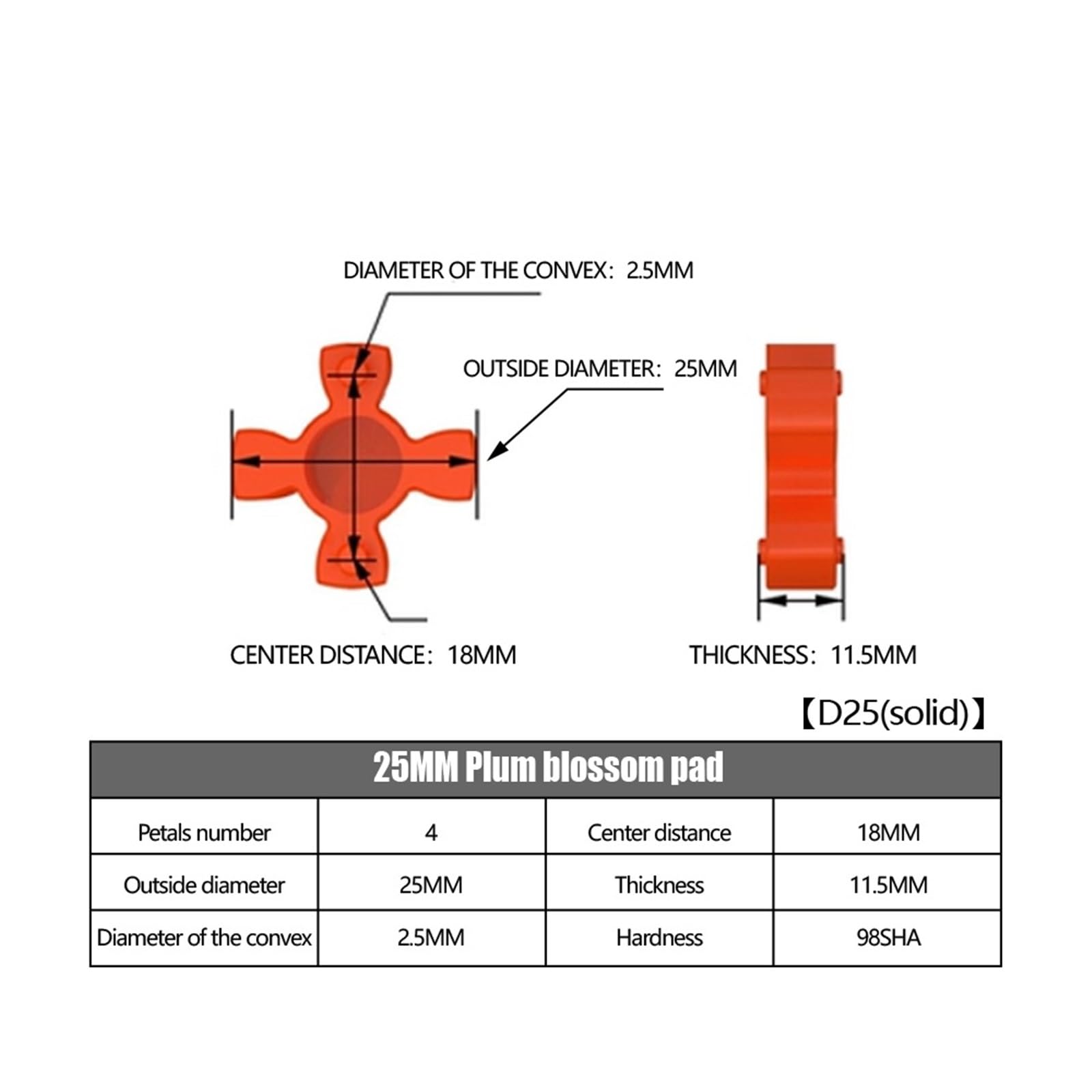 Raccord d'accouplement d'arbre flexible en aluminium D25L30 à deux mâchoires CNC 5/6/6,35/8/10/12/12,7/14 mm 5 x 8 mm, 1 pièce(6.35x14)