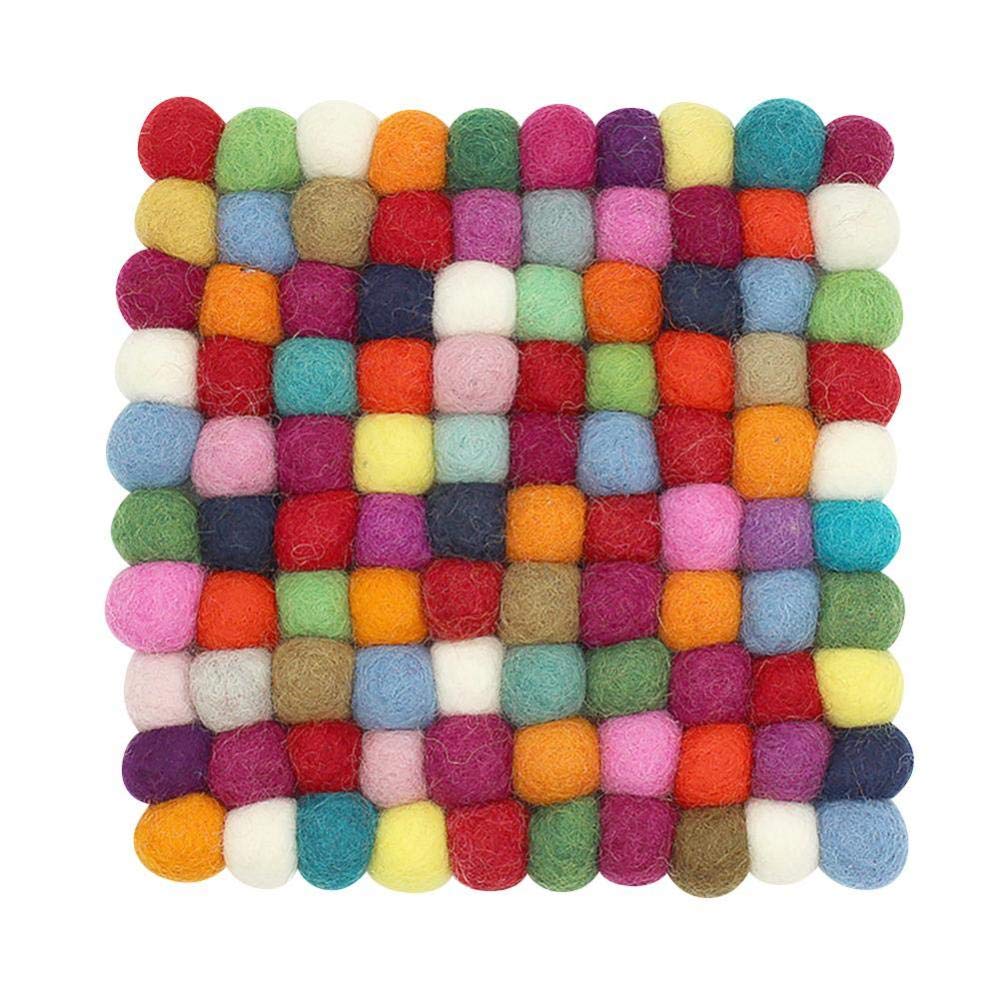 Lklnkvl B (4 Pieces) Placemats, Wool Felt Coaster Handmade Ball Diy Poke Music Placemat Insulation Pad Pot Mat Drink Coasters Absorbent Thick-B(B (4 Pieces))