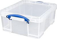 Vista 6 de Really Useful Box - Contenedores de plástico para almacenamiento de 17 litros con tapas de cierre y clip, transparentes