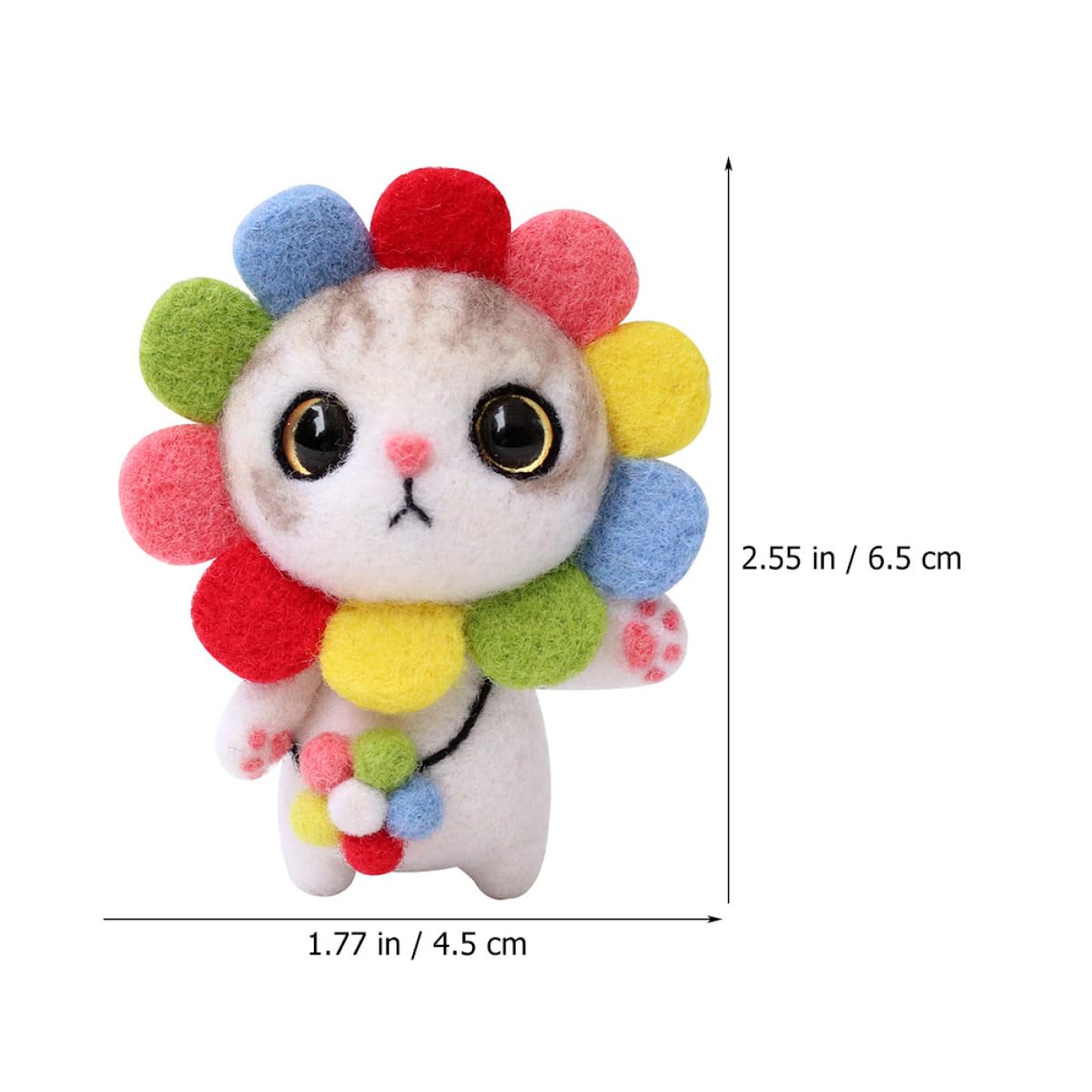 DOITOOL 6 Sätze Nadelfilz Kit für Anfänger DIY Katzenfilz Set mit Anleitung Regenbogen und Kleine Grüne Katze für Kreative Bastelprojekte Komplett Ausgestattet für Unvergessliche DIY