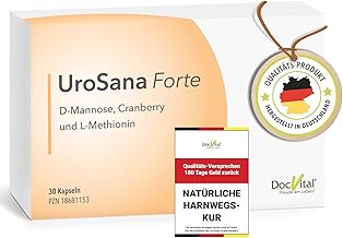 D Mannose Cranberry Capsules Acute – Supportive for Cystitis – UroSana with 2000 mg D Mannose per Daily Dose – German Quality Product – 30 Capsules
