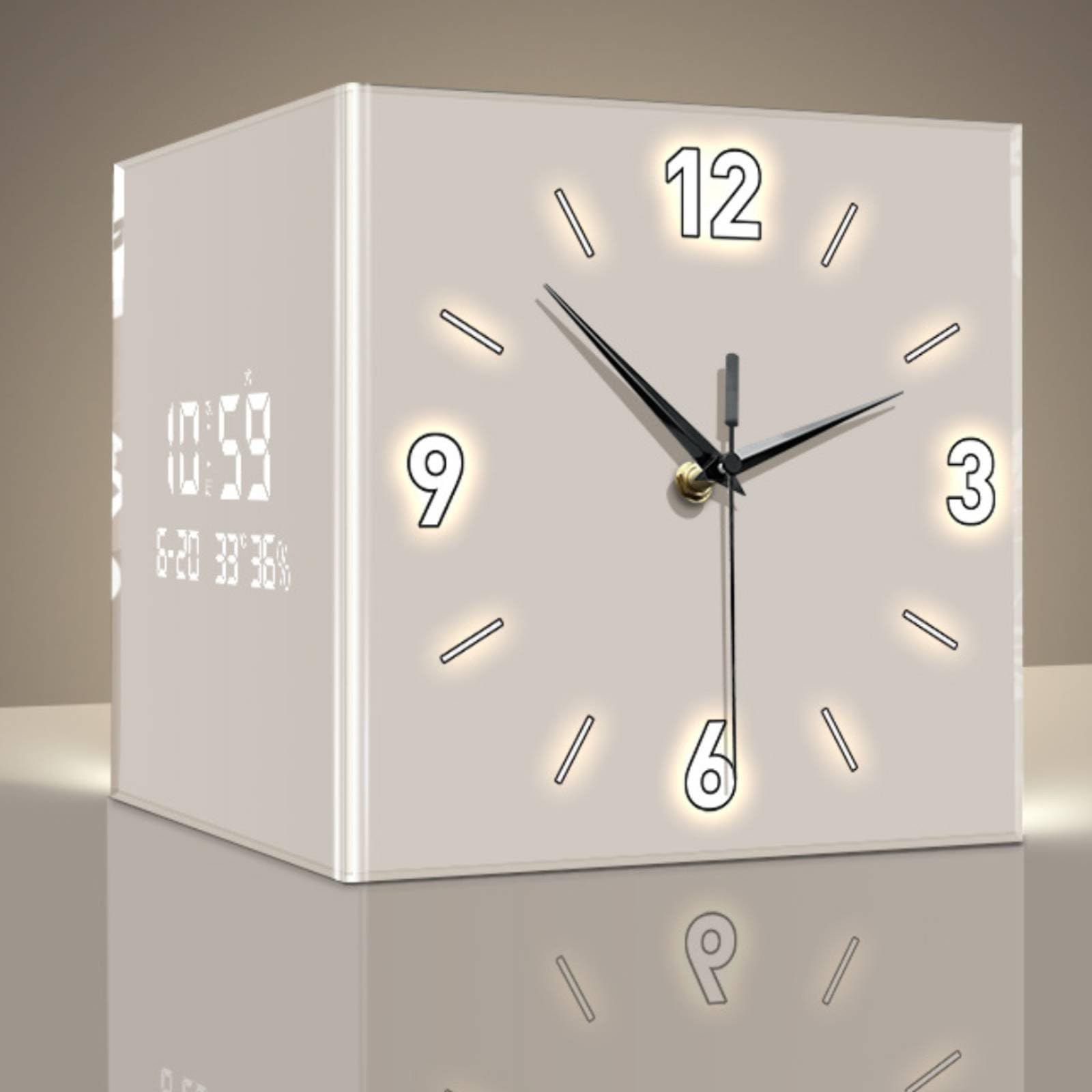 Orologio da Parete Elettronico Orologio Digitale Orologio Angolare Orologio a Doppia Faccia con LED Laterale Quadrante Doppio Struttura in Acrilico E