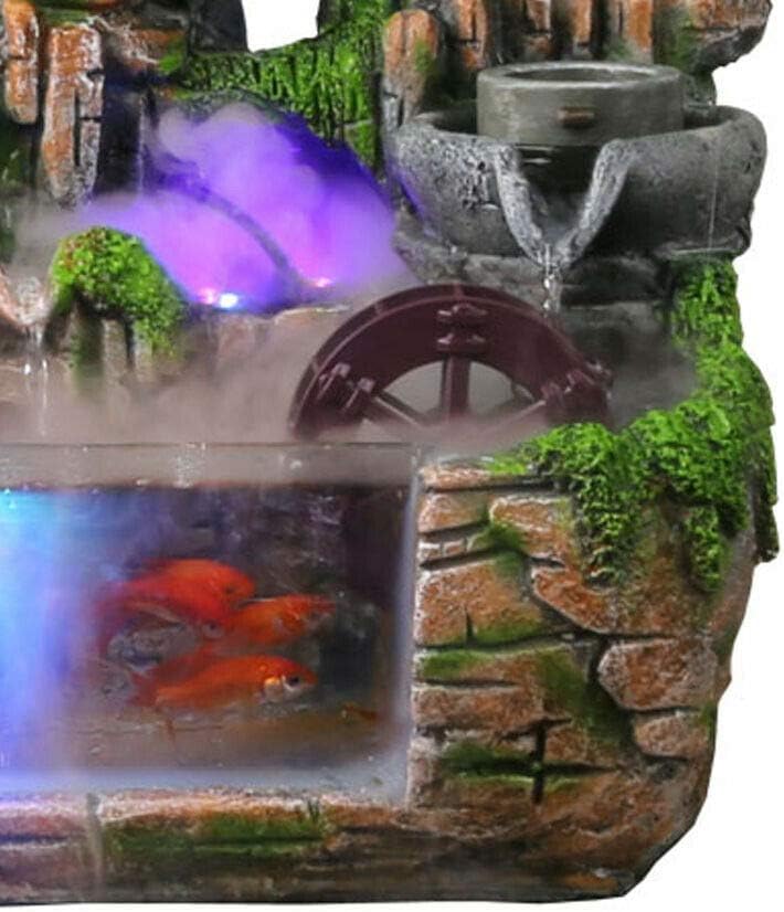 11-Inch Tabletop Fountains Desk Rockery Cascading Mini Waterfall Atomizing Humidifier Fountain with Crystal-Like Lighting Effect Rolling Ball Desktop Small Interior Water Feature Decoration