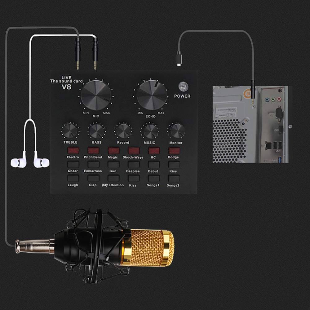 Scheda Audio V8 Interfaccia Set Audio USB Esterno Microfono Live Scheda Audio Funzione per PC Registrazione del Telefono Cellulare Cellulare