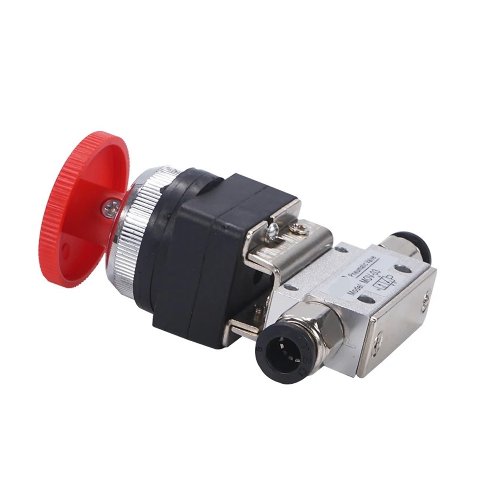 Yiqtjnzfgp 10Mm Mov-03 1/8" Pt Threaded Mushroom Cap Emergency Stop Button Self-Locking 2-Position 3-Way Pneumatic Mechanical Valve With Connector(10Mm)