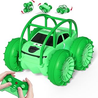 ifollower Direct Charge Remote Controlled Car, 15 km/h 4WD Amphibious Vehicle Stunt Car, 2.4 GHz 360° Rotation Colourful LED Light Monster Truck Off-Road Toy, Gifts for Children from 3 Years