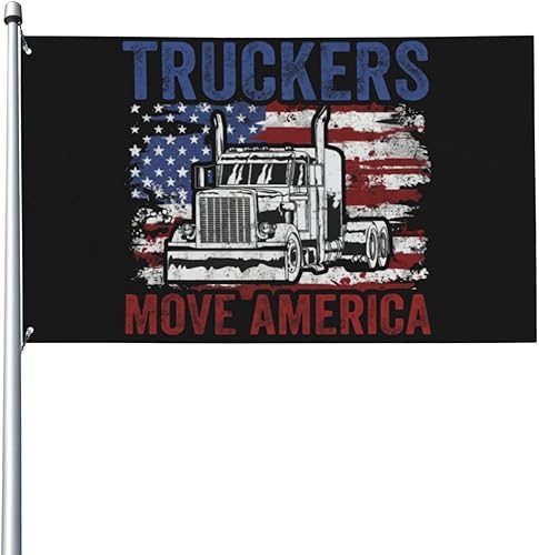 Miniatura 2 de Trucker American Flag - Bandera decorativa para exteriores, de 3 x 5 pies, bandera de jardín, bandera individual para exteriores