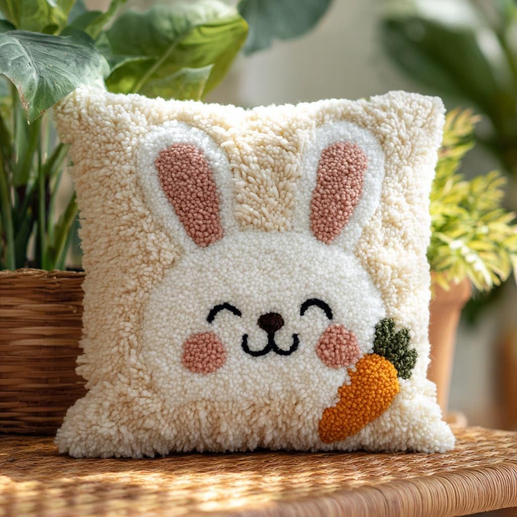 Henypt DIY Latch Hook Pillow Kits Rabbit
