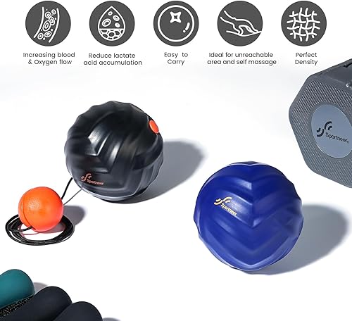 Miniatura 4 de Sportneer Bola de lacrosse de masaje con cuerda, masajeador de tejido profundo para liberación miofascial de espalda, terapia de punto de activación