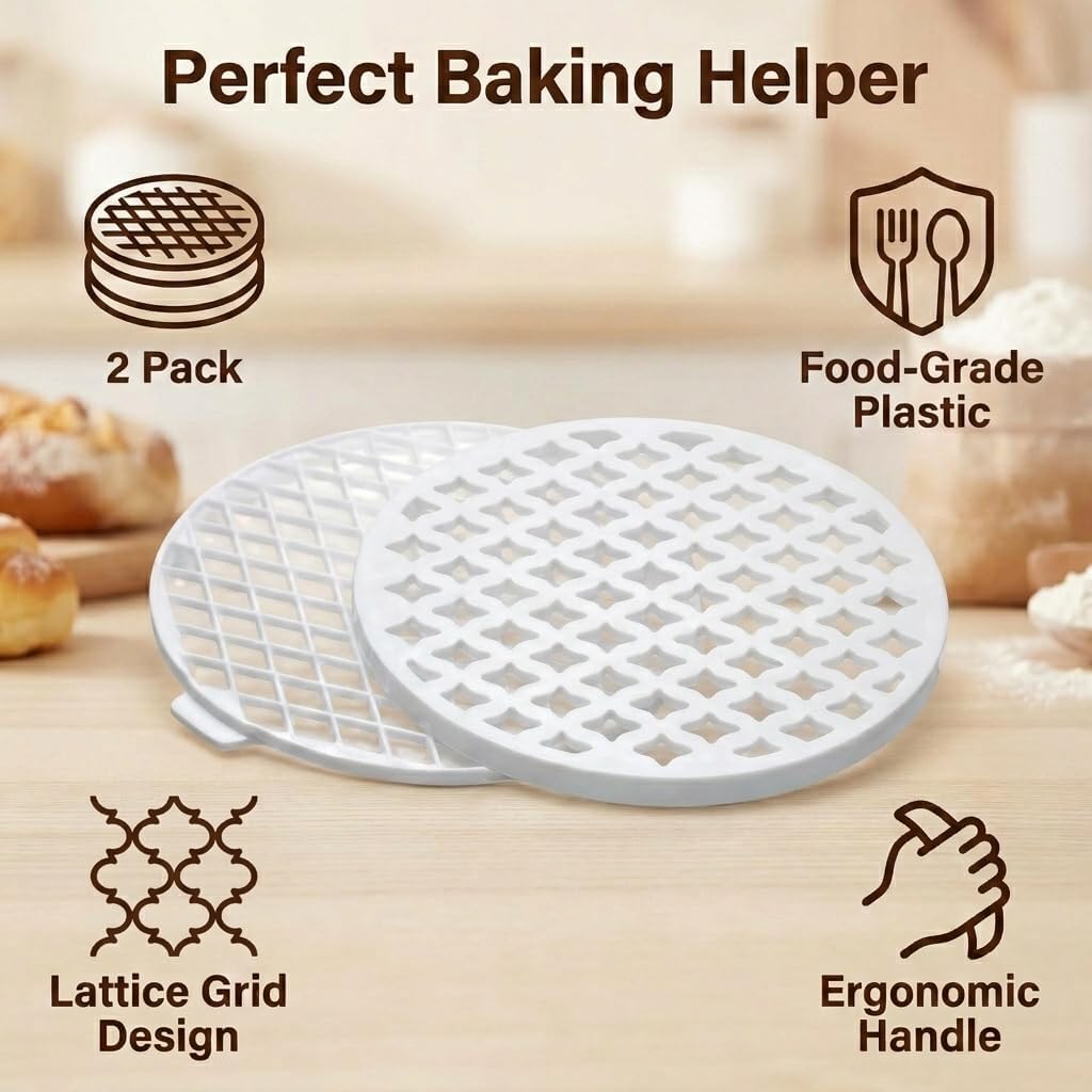 Lattice Pastry Cutter Set of 2, Lattice Pie Dough Cutter and Sealer, Pastry Cutter for Pie Dough, Apple Pie, Tart, Cake, Meat Pie Cutter and Sealer, Star-shaped