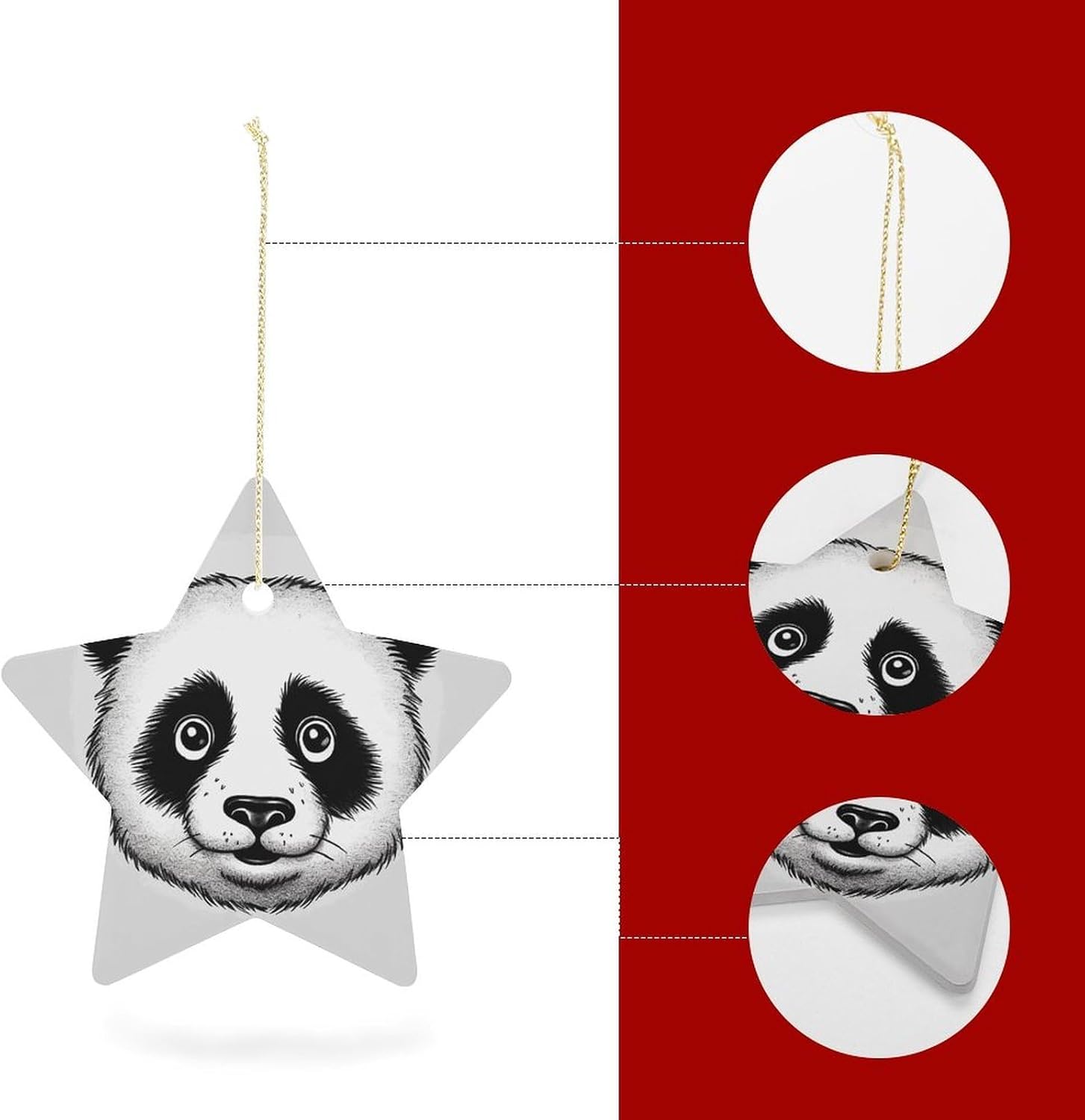 Anime Panda Face Christmas Star Ornament Hanging Pendant image 4