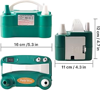 PartyWoo Electric Balloon Pump 220V-240V 600W Electric Portable Dual Nozzle Air Pump for Balloons Blower Pump Inflator for Birthday Graduation Wedding Baby Shower Gender Reveal Party Decoration
