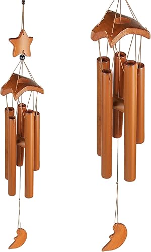 Campanillas de viento de bambú para exteriores, campanillas de viento de madera para exteriores con increíble tono profundo, campanilla de viento de