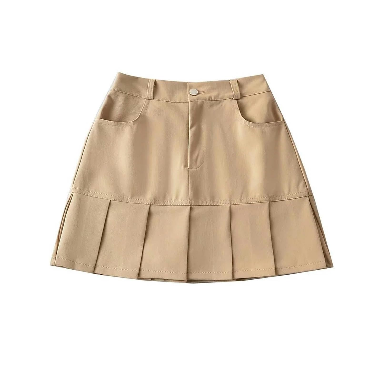 Jupe plissée anti-frottement style coréen taille haute avec short intégré XL