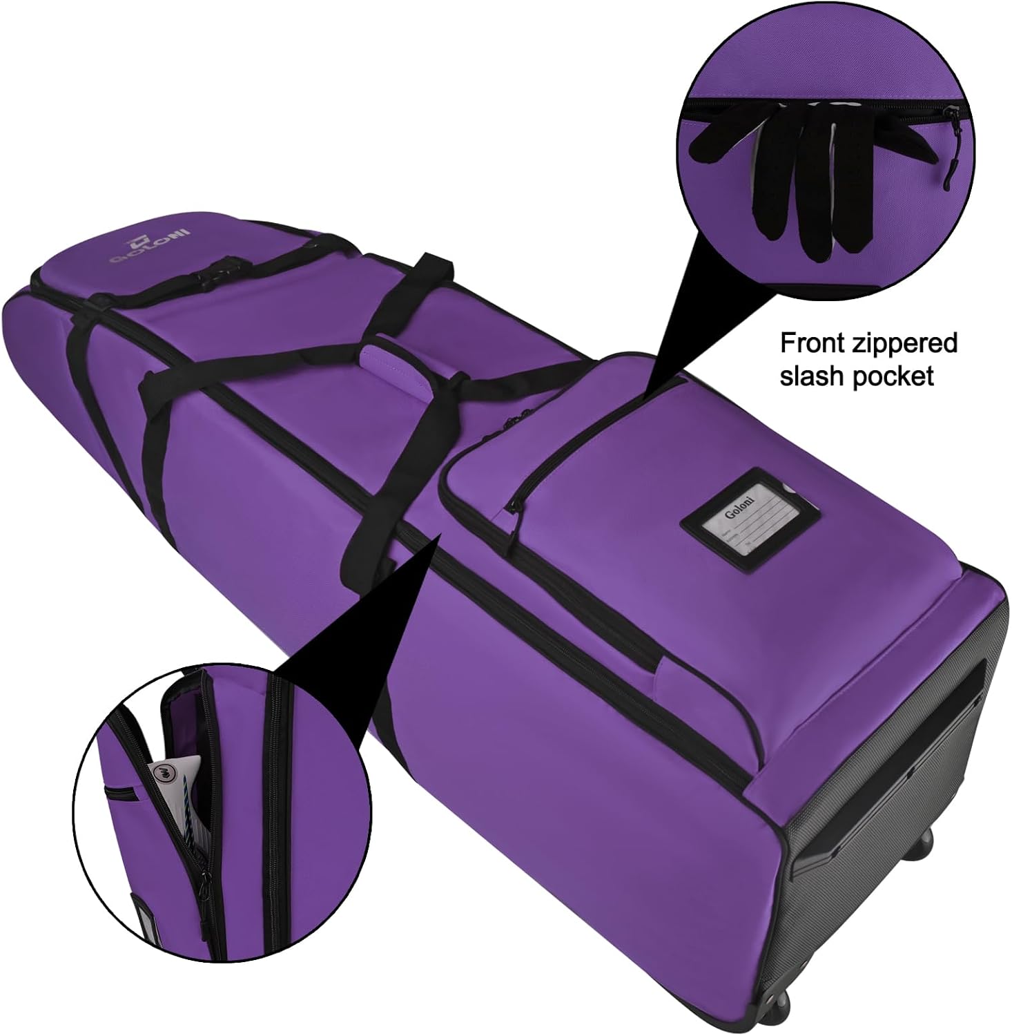 Goloni Golf Travel Bag with Wheels for Airlines, Heavy Duty Golf Club Travel Case, Water Resistant Golf Bag Cover for Air Travel, Portable Foldable Golf Luggage for Men Women