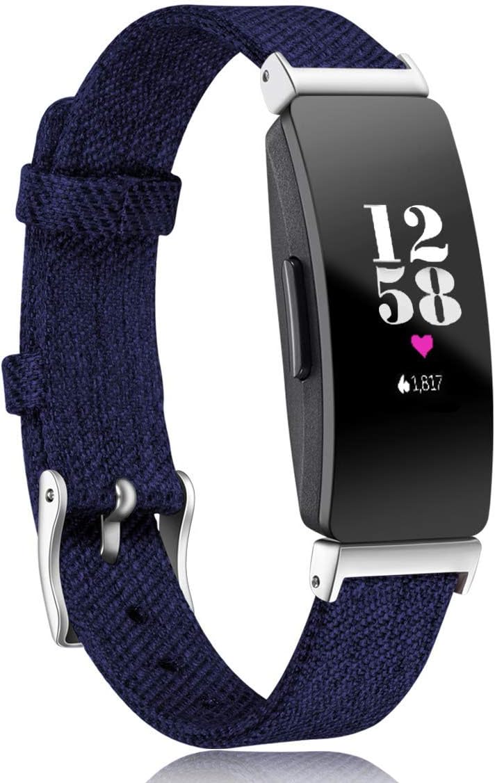 Maledan Bands Compatible with Inspire HR & Inspire & Inspire 2 Women Men, Woven Fabric Accessories Strap Wrist Band Compatible with Inspire 2, Small, Dark Blue