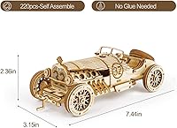 Vista 5 de ROKR Rompecabezas 3D de madera para adultos - Kits de modelo de coche mecánico - Rompecabezas para ejercitar la mente - Kits de construcción
