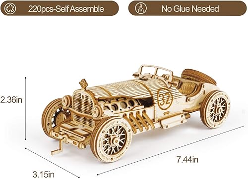 Miniatura 5 de ROKR Rompecabezas de madera 3D para adultos, kits de modelo de coche mecánico, rompecabezas de acertijos, kits de construcción de vehículos, regalo