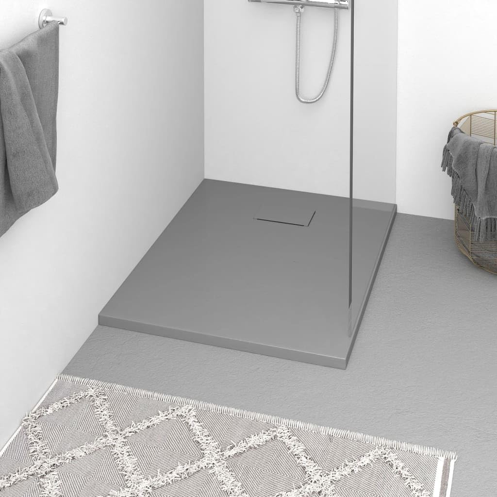 Plato de ducha 90 x 70 cm SMC rectangular gris antideslizante bajo umbral ducha lavabo para baño
