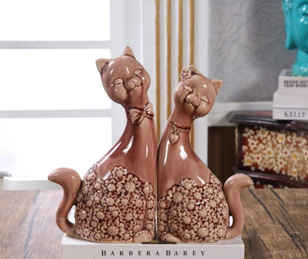 Amazon.co.jp: Zxyan 置物 装飾 像彫刻置物小像、磁器の猫のカップル